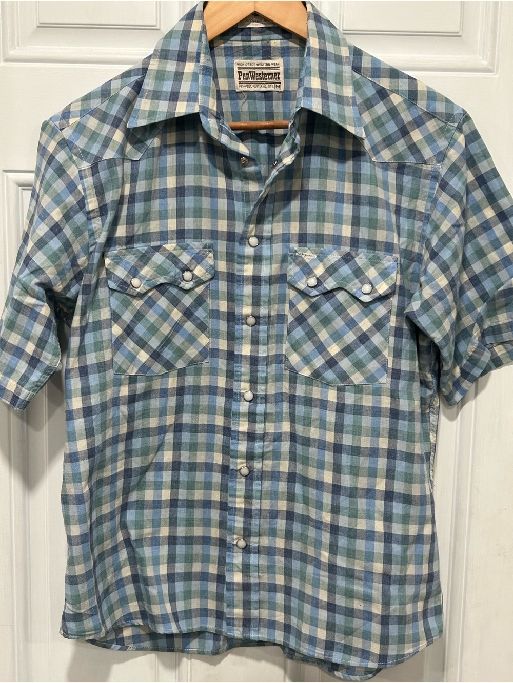 Vintage 1950s PenWest Pendleton Pearl Snap Plaid Western Shirt Size M Cowboy